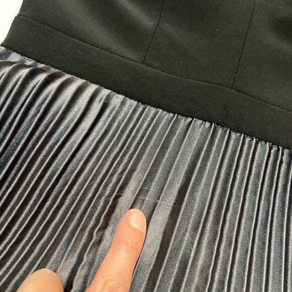 Aqua Pleated Shimmer Gown Black Silver Purple Metallic Maxi Dress Sleeveless 0 - Picture 15 of 15